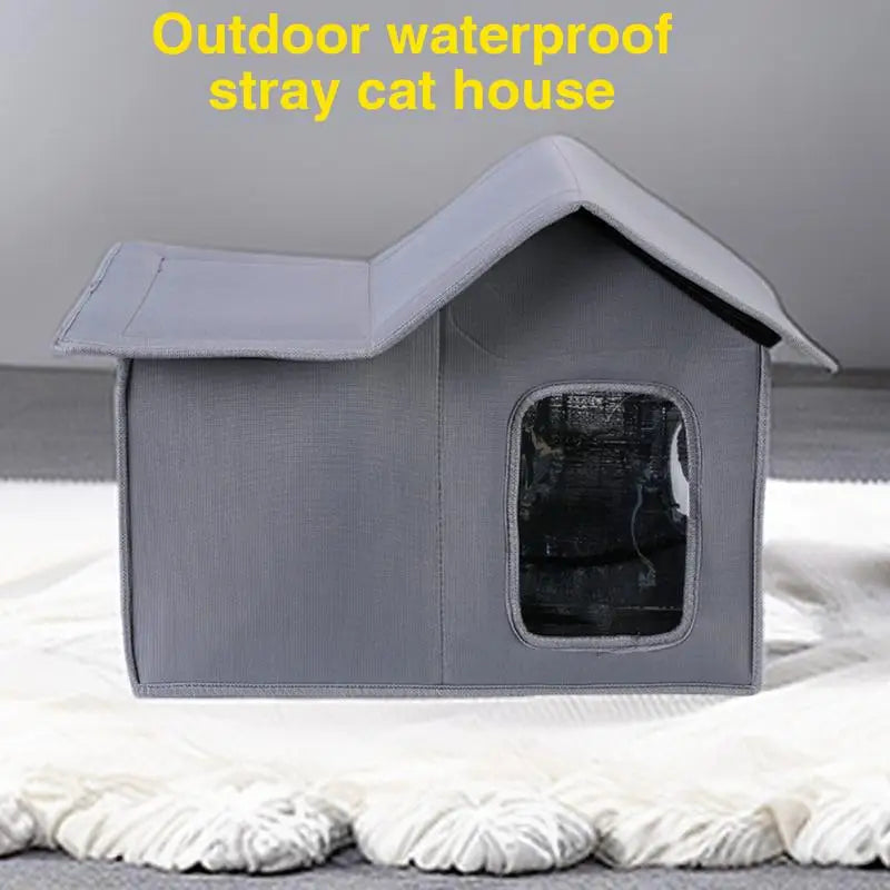Waterproof Outdoor Cat House Windproof Stray Cats Shelter Weatherproof Insulated House For Ferals Cats Dogs Winter Keep Warm