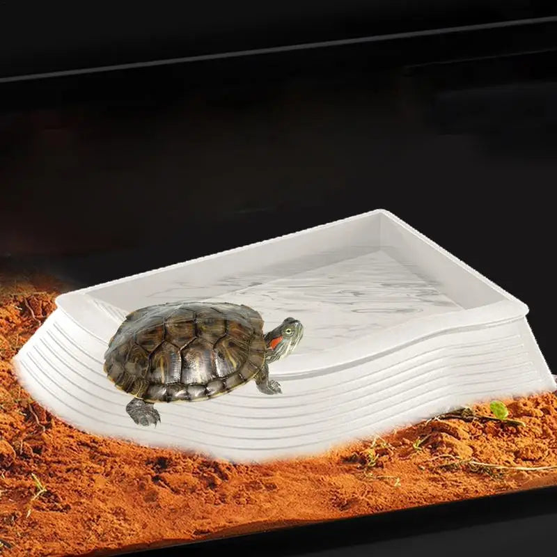 Turtle Water Dish Anti-Slip Turtle Bathing Pot Multifunctional Tortoise Water Bowl Reptile Pool Aquatic Pet Accessory Supplies