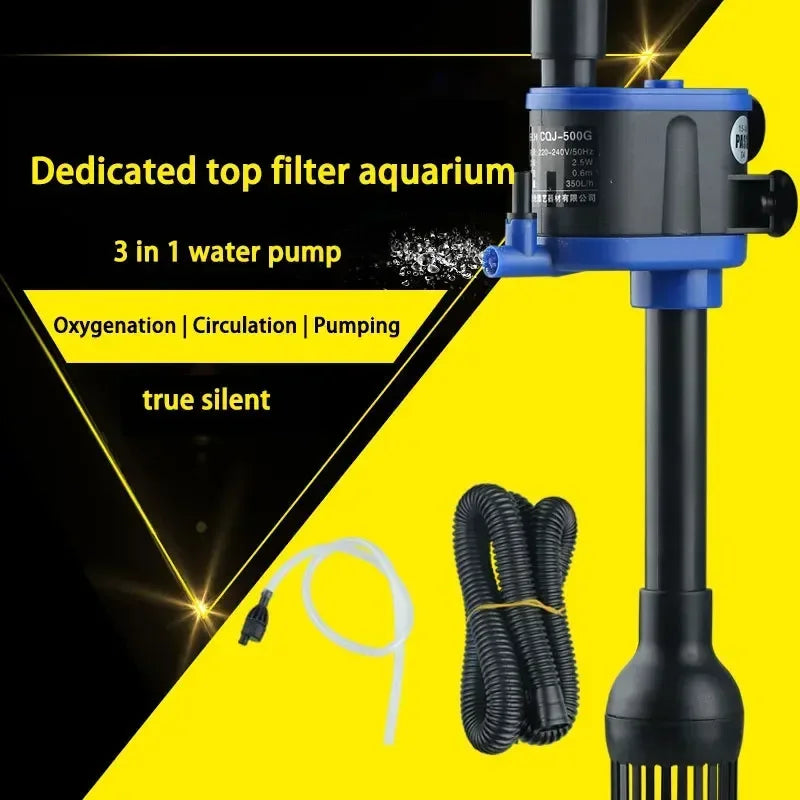 Submersible Water Pump Aquarium 3-in-1 Filtration Fish Tank Water Pump Micro Oxygenation Filter Water Pump Fish Tank Accessories